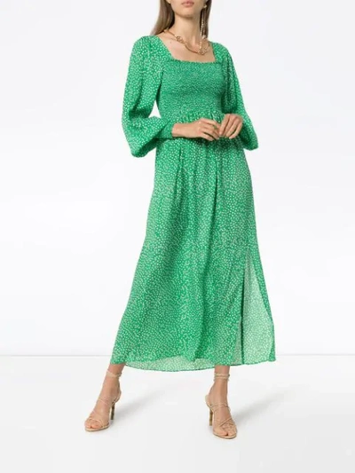 Shop Rixo London Marie Printed Midi Dress In Green