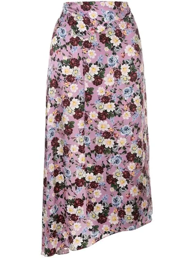 Shop Erdem Tamzin Floral Skirt In Purple