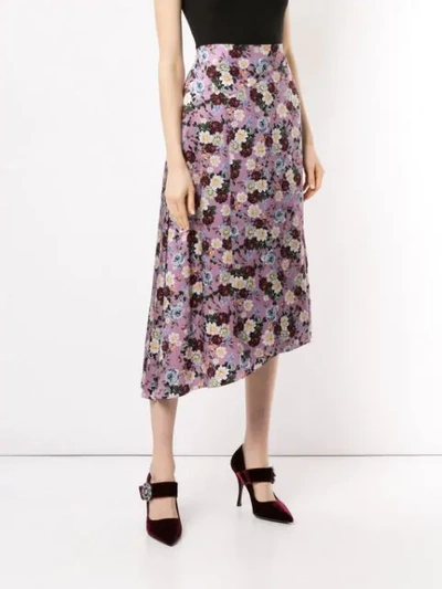 Shop Erdem Tamzin Floral Skirt In Purple