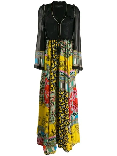 Shop Etro Patchwork-print Long Dress In Black