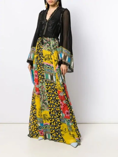 Shop Etro Patchwork-print Long Dress In Black