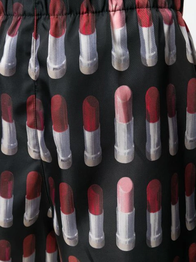 Shop Prada Lipstick Print Shorts - Black