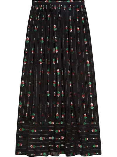 Shop Gucci Silk Maxi Skirt With Fil Coupé In Black