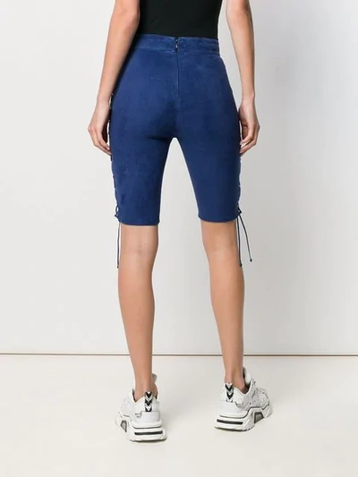 Shop Ben Taverniti Unravel Project Lace-up Cycling Shorts In Blue