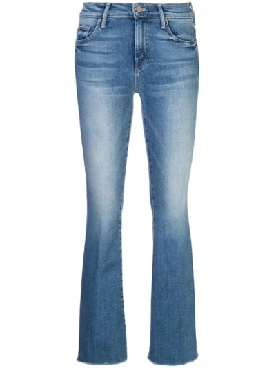 Mother The Weekender Fray High-rise Flared Jeans In Blue