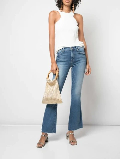 Mother The Weekender Fray High-rise Flared Jeans In Blue