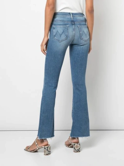 Mother The Weekender Fray High-rise Flared Jeans In Blue