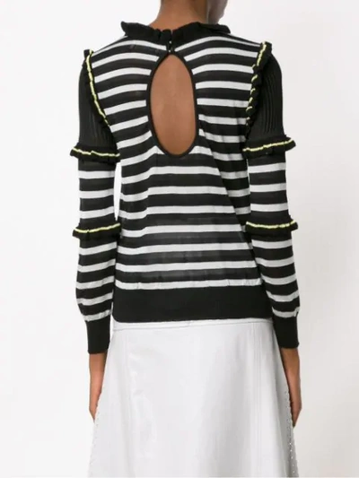 Shop Andrea Bogosian Striped Knit Blouse In Black