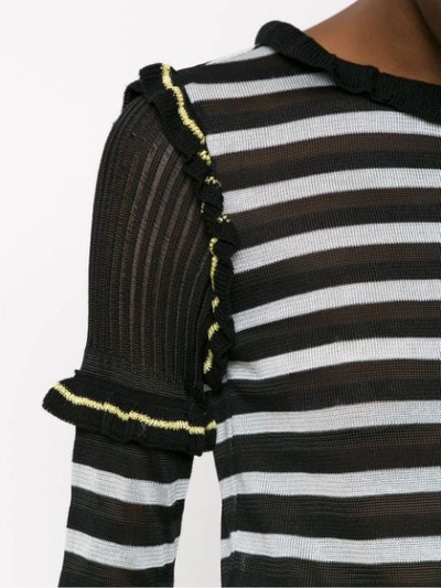Shop Andrea Bogosian Striped Knit Blouse In Black
