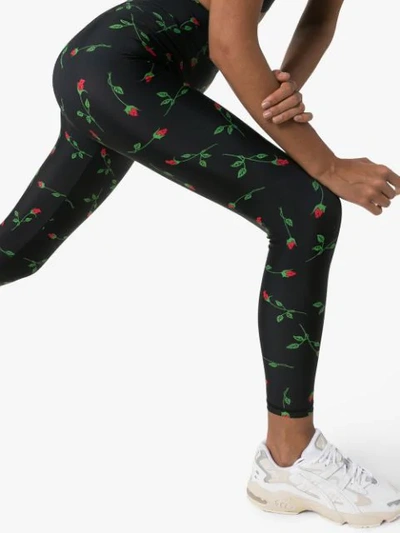 Shop Adam Selman Sport Rose Print French-cut Leggings In Black