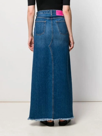 Shop Marcelo Burlon County Of Milan Vintage Wash Denim Long Skirt - Blue