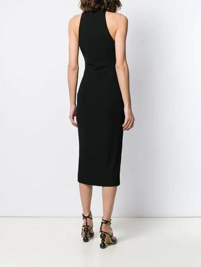 Shop Balmain Slit Cache-cœur Midi Dress In Black