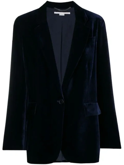 Shop Stella Mccartney Velvet Button Blazer In Blue