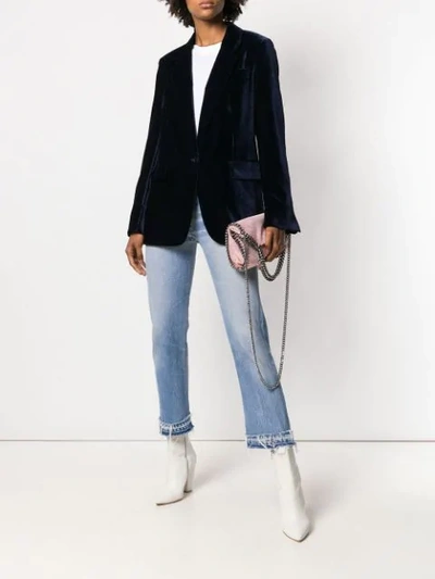 Shop Stella Mccartney Velvet Button Blazer In Blue