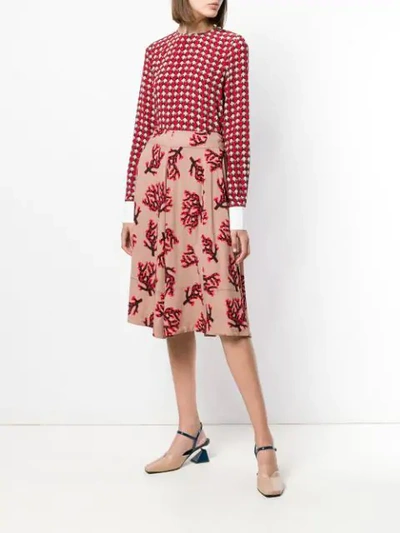 Shop Marni Branch Print Skirt In Neutrals