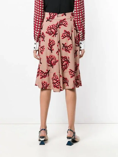 Shop Marni Branch Print Skirt In Neutrals