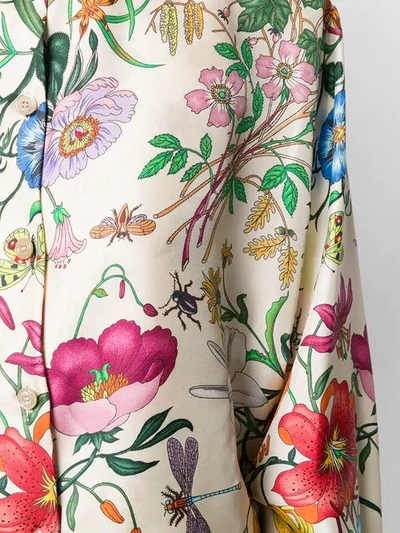 Shop Gucci Flora Print Blouse In Neutrals