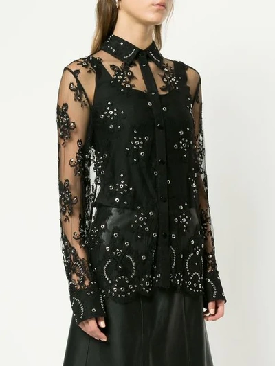 Shop Alexander Wang Lace Shirt With All Over Grommet Detail In Black