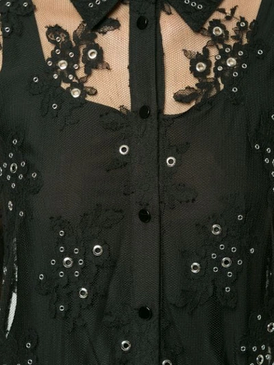 Shop Alexander Wang Lace Shirt With All Over Grommet Detail In Black