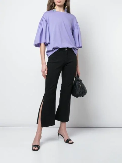 Shop Federica Tosi Cropped Slit Trousers In Black
