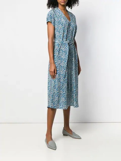 Shop Aspesi Silk Floral Dress In Blue