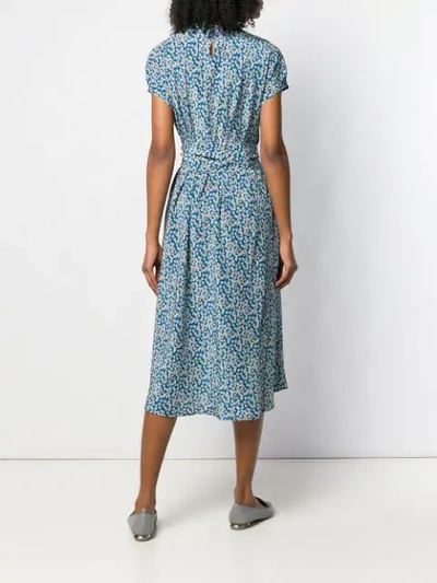 Shop Aspesi Silk Floral Dress In Blue