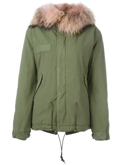 Shop Mr & Mrs Italy Fur Hooded Parka In Green