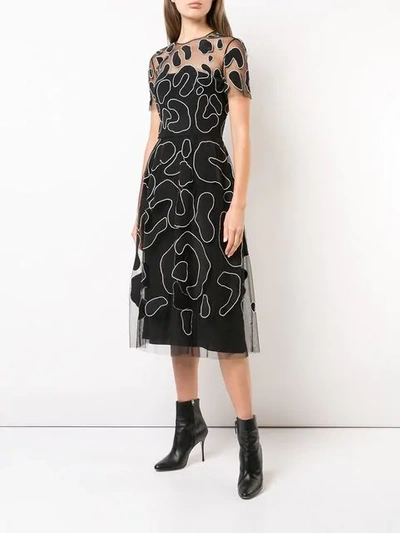 Shop Carolina Herrera Sheer Animal Jacquard Dress In Black