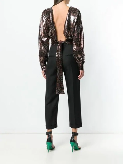 Shop Msgm Leopard-print Sequinned Top In Brown