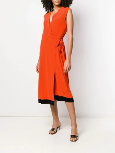 Shop Cashmere In Love Crepe Envelope Wrap Dress In Orange