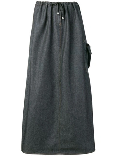 Shop Fendi Vintage 2000's Drawstring Long Skirt - Grey