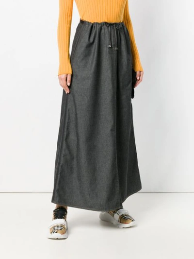 Shop Fendi Vintage 2000's Drawstring Long Skirt - Grey