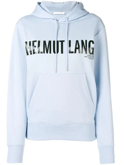 Shop Helmut Lang Logo Hoodie In Blue