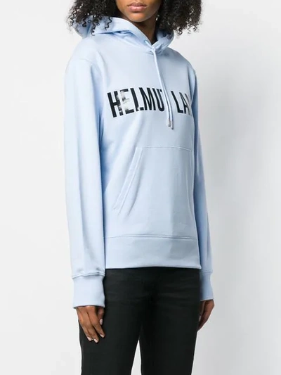 Shop Helmut Lang Logo Hoodie In Blue