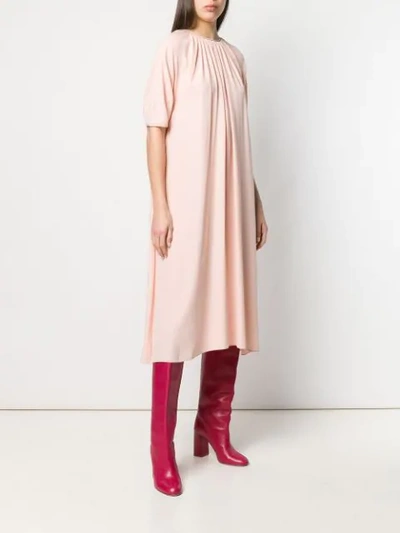 Shop Marni Pleated Shift Dress In Pink