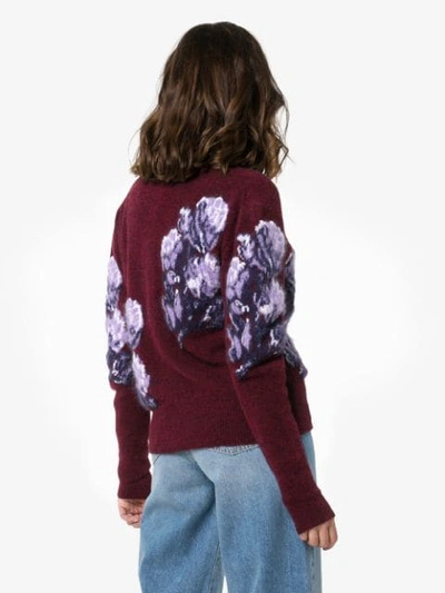 Shop Chloé Floral Intarsia Knit Cardigan In Multicolour