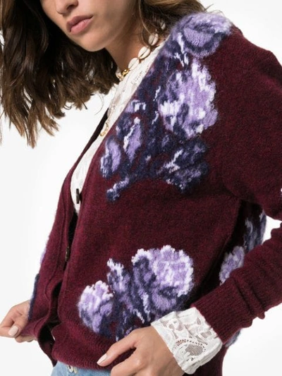 Shop Chloé Floral Intarsia Knit Cardigan In Multicolour