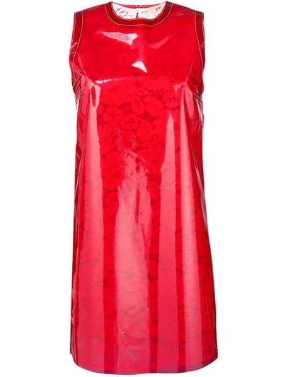 Shop N°21 Vinyl Overlay Lace Dress In Red