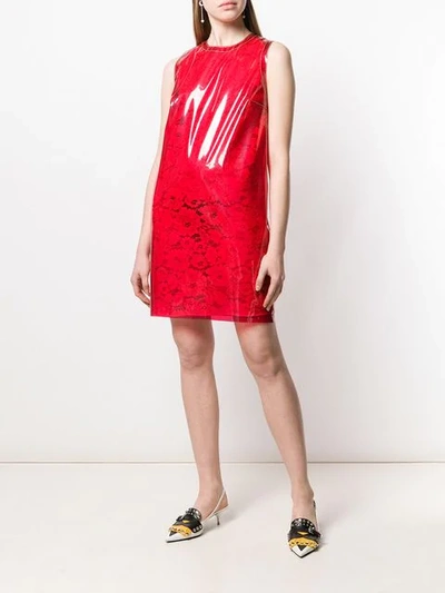 Shop N°21 Vinyl Overlay Lace Dress In Red