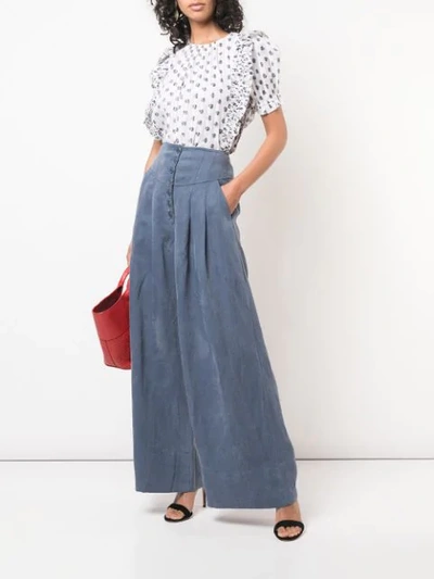 Shop Ulla Johnson Reid Palazzo Pants In Blue