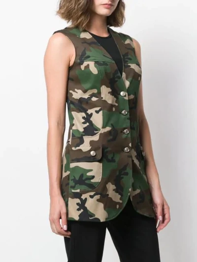 Shop Gcds Camouflage Print Gilet In Green