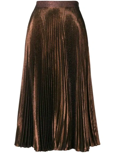 Shop Christopher Kane Pleated Lamé Skirt In Metallic