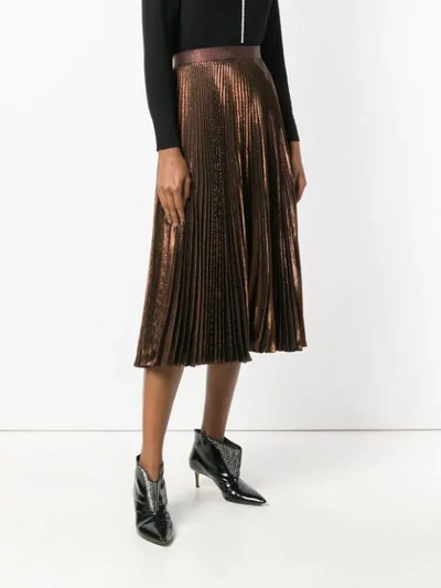 Shop Christopher Kane Pleated Lamé Skirt In Metallic