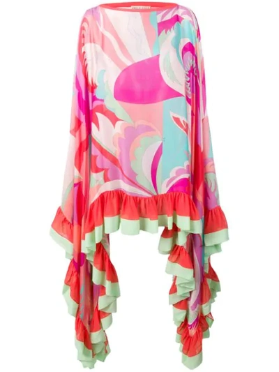 EMILIO PUCCI RUFFLED BEACH KAFTAN - 粉色