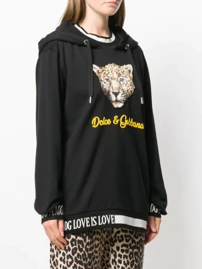 Shop Dolce & Gabbana Leopard Print Hoodie In Black