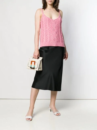 Shop Cashmere In Love Cable Knit Tank Top In Pink