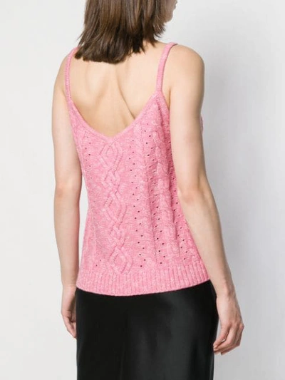 CASHMERE IN LOVE CABLE KNIT TANK TOP - 粉色