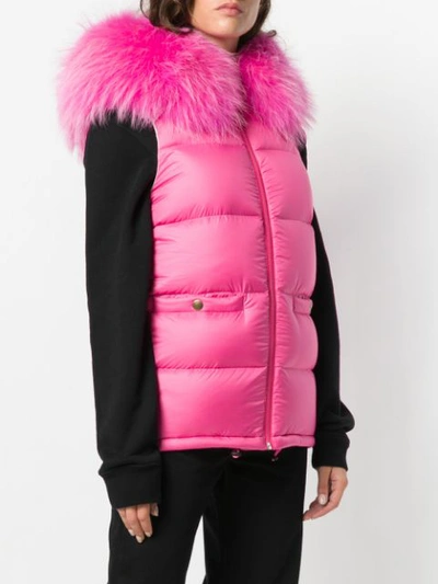 Shop Mr & Mrs Italy Fur-trim Padded Gilet - Pink