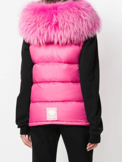 Shop Mr & Mrs Italy Fur-trim Padded Gilet - Pink