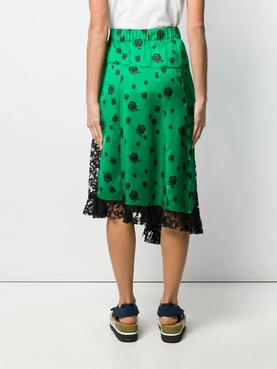 Shop Kenzo Lace Panelled Skirt In Green